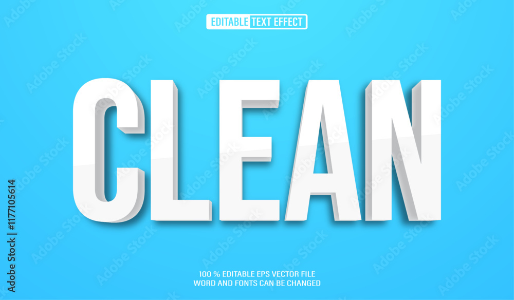 Poster editable 3d text style effect - clean white bold text effect template