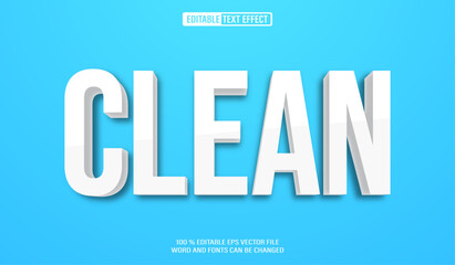 Editable 3d text style effect - Clean White Bold text effect Template
