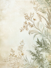 Watercolor botanical illustration with delicate flowers and leaves