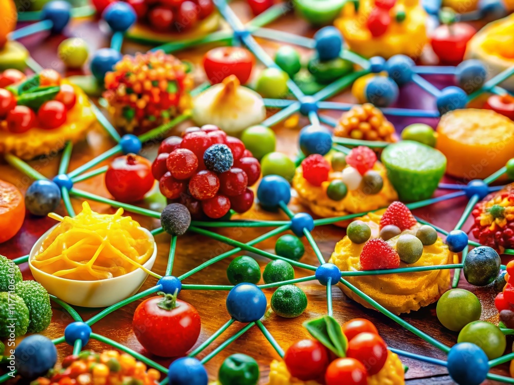 Poster adaptive machine learning: data-driven food optimization, visualized through colorful ingredients