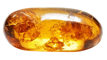 Close-up of natural amber gemstone  , isolated on transparent background