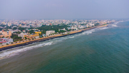 Pondicherry Rock Beach / Promenade Beach Aerial Drone Views