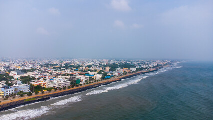 Pondicherry Rock Beach / Promenade Beach Aerial Drone Views