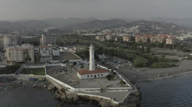 Torrox Lighthouse seen from a drone - Malaga Spain
