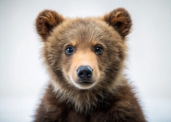 Adorable Bear Cub Portrait, Isolated on White Background - Perfect for Children's Books and Designs