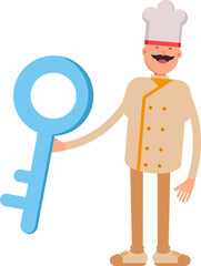 Baker Character Holding Key
