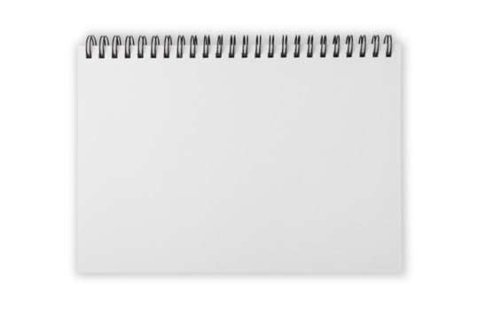 Blank notebook with ring spine isolated on transparent background