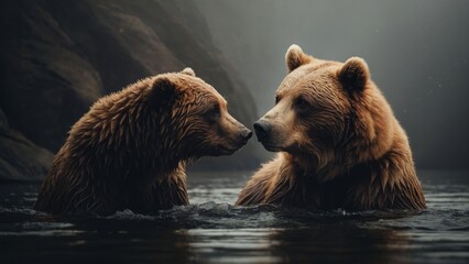 Obraz premium A collection of animal illustrations showing pairs hugging-like a bear hugging a cub or a dog cuddling a cat-symbolizing warmth, love, and affection on International Hug Day.