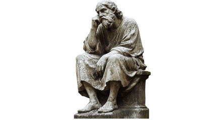 Obraz premium Contemplative philosopher statue, isolated on transparent background