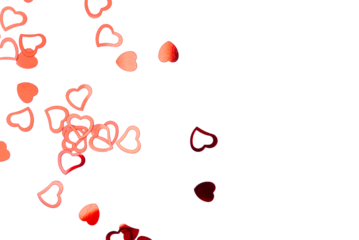 Transparent background with red hearts. Valentine's day concept. Top view. 