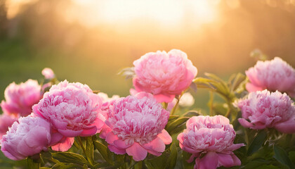 Fototapeta premium beautiful pink peonies on a sunny and warm spring day