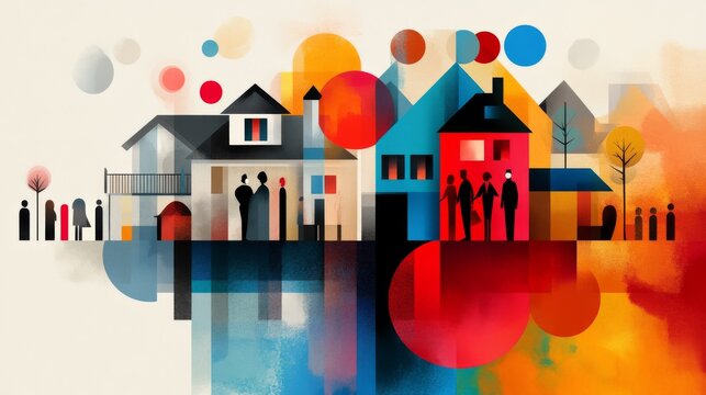 A digital graphic showing the impact of wealth inequality during a recession, highlighting the divide between the rich and poor.
