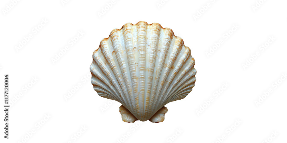 Poster seashell with radiating lines isolated on transparent background