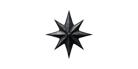 Obraz premium Black metal star with eight points isolated on transparent background