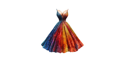 Colorful sequined party dress isolated on transparent background