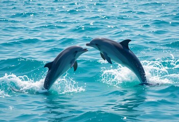 Fototapeta premium Dolphins Dancing in the Ocean