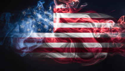 america flag black smoky background generative ai