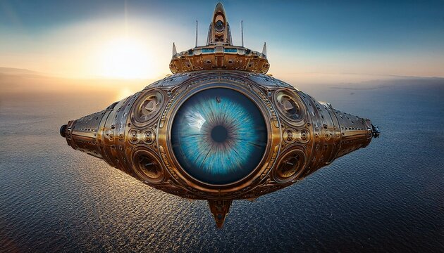 Alien themed images. Alien, ufo, flying disk, flying eye, robot, spaceship, technology. With artificial intelligence software.