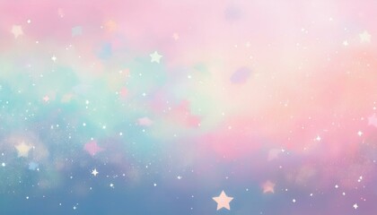 パステルカラーの虹色の星柄の背景。AIで生成