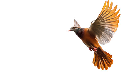 Fototapeta premium Dove soaring, isolated on transparent or white background