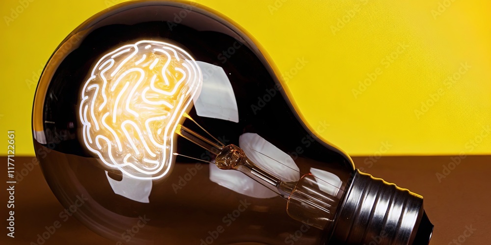 Poster a light bulb with a brain on it