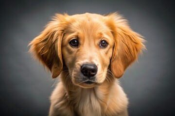Adorable Golden Retriever Puppy Portrait, Studio Shot, Cute Dog