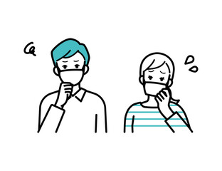 prevention Clip art of man and woman in trouble wearing masks.