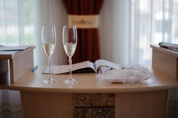 Elegant Wedding Toast Setup with Bridal Details