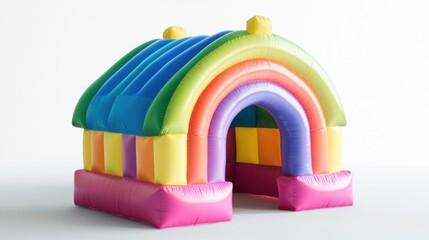 Fototapeta premium Rainbow Inflatable Playhouse: Joyful, Colorful Kids' Play Structure