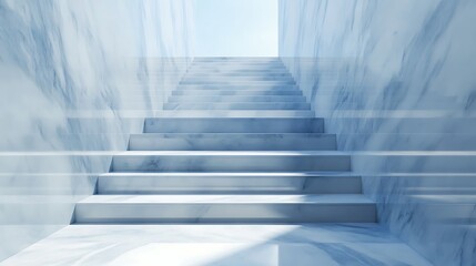 Fototapeta premium Stairs of shimmering sapphire marble soaring into the sky