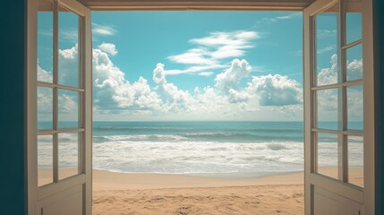 Ocean View Through Open Door: Escape to Paradise