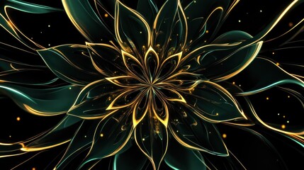 Golden Floral Abstract Art