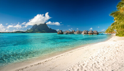 summer time vacation on the seashore bora bora french polynesia