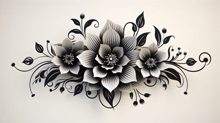 abstract floral tattoo design on white background