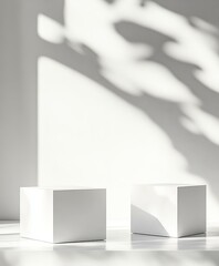 White Cubes Product Display Background with Shadows