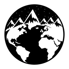 Earth and Mountains vector silhouette