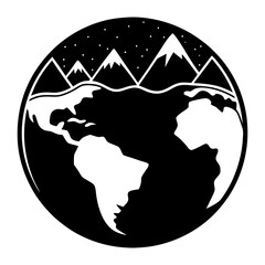 Earth and Mountains vector silhouette