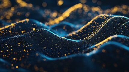 Abstract Blue and Gold Landscape