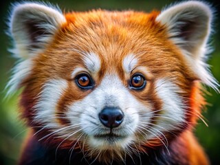 Obraz premium Adorable Red Panda Closeup: Macro Photography of Fluffy Fur, Intricate Details, Wild Animal Portrait