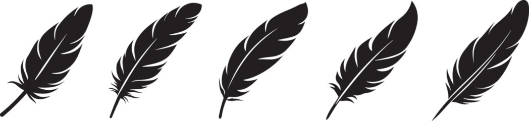 Simple Black Feather Icons Set vector art
