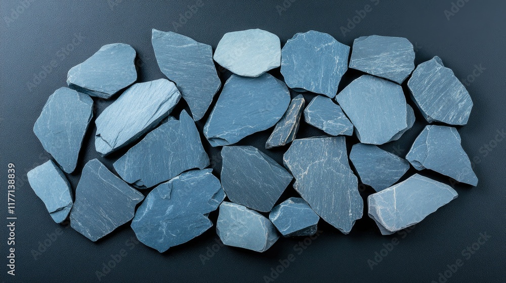 Poster dark stone wall with a close-up view of textured slate surfaces featuring intricate patterns and a r