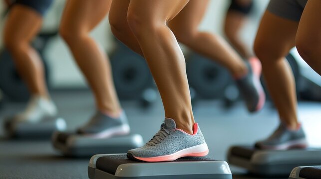 Group Fitness Class Step Aerobics