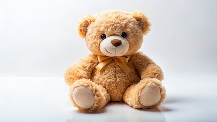 Fototapeta premium Adorable Teddy Bear on White Background - Soft Toy Photography