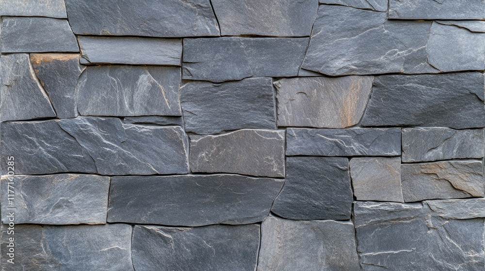 Poster dark stone wall with a close-up view of textured slate surfaces featuring intricate patterns and a r