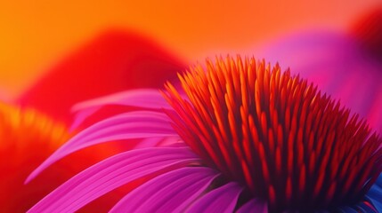 Obraz premium Colorful echinacea flower close-up with vibrant warm-toned background