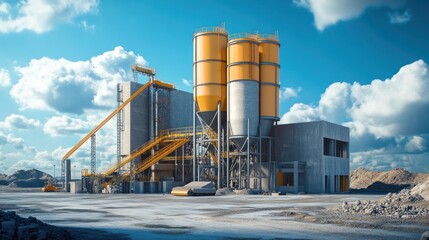 Obraz premium Modern Concrete Batching Plant under a Sunny Sky