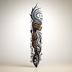 abstract line tattoo illustration on white background