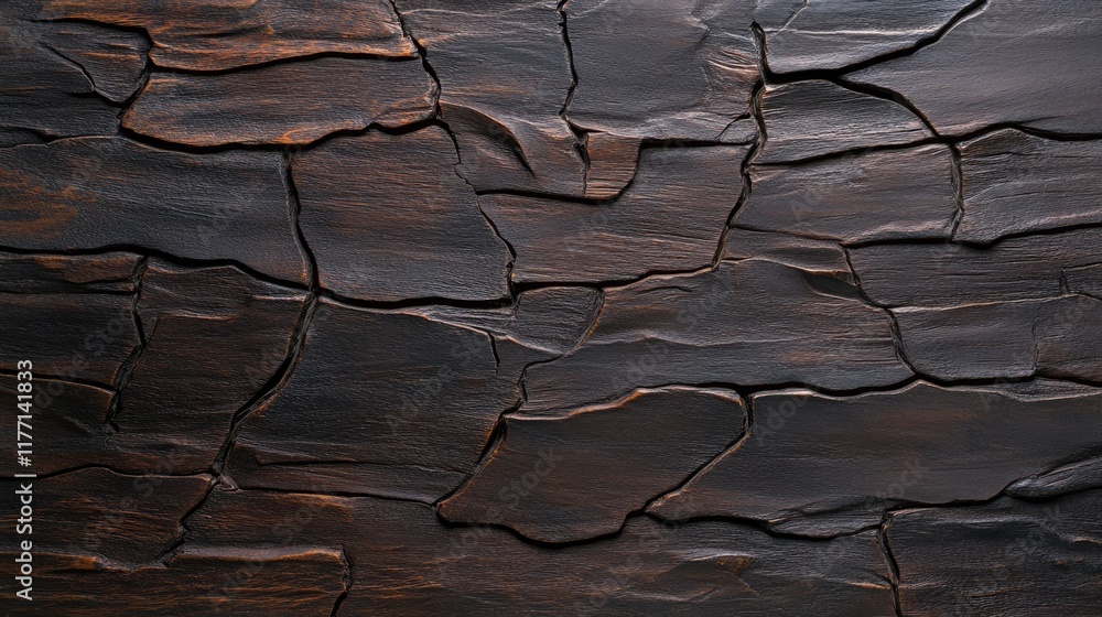 Poster detailed texture of an old wood surface with visible cracks, set against a dark backdrop that enhanc