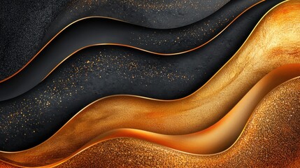 A luxurious and sophisticated black and gold background adds a touch of elegance to any business presentation banner, creating a visually striking and professional aesthetic.