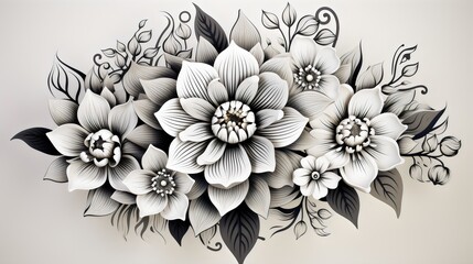 abstract floral tattoo design on white background